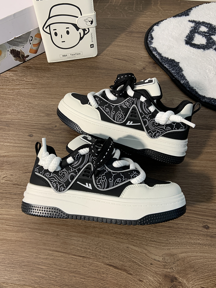 Women's Black and White Panda Sneakers - Breathable Thick-Soled Footwear for 2025, Versatile Design, Trendy Y2K Style Women's Black and White Panda Sneakers - Breathable Thick-Soled Footwear for 2025, Versatile Design, Trendy Y2K Style