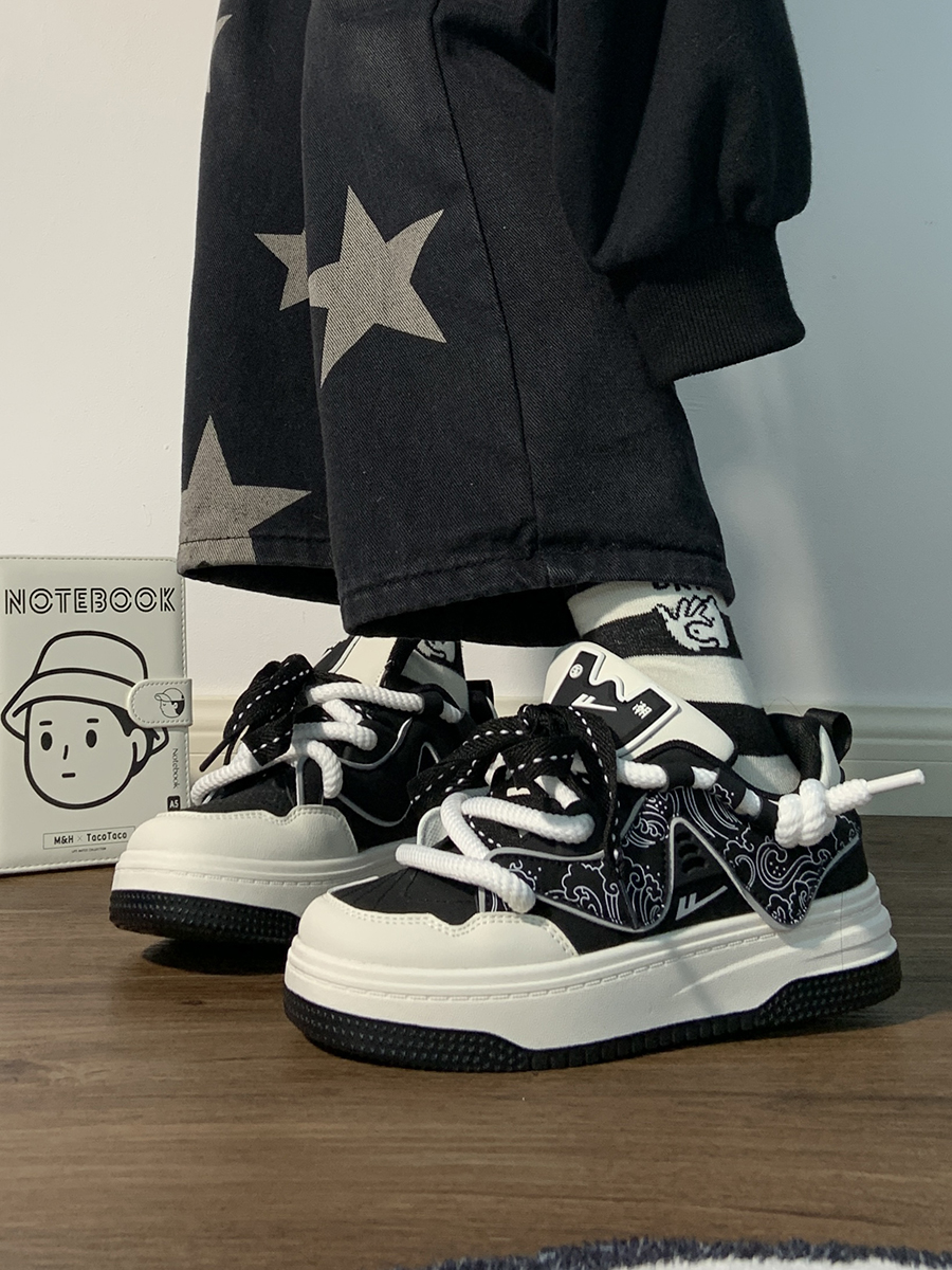 Women's Black and White Panda Sneakers - Breathable Thick-Soled Footwear for 2025, Versatile Design, Trendy Y2K Style Women's Black and White Panda Sneakers - Breathable Thick-Soled Footwear for 2025, Versatile Design, Trendy Y2K Style