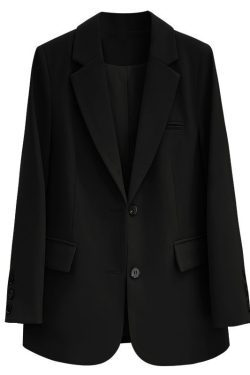 Women's Black Slimming Blazer - High-End British Street Fashion for Spring & Autumn 2025, Versatile Small Suit Jacket