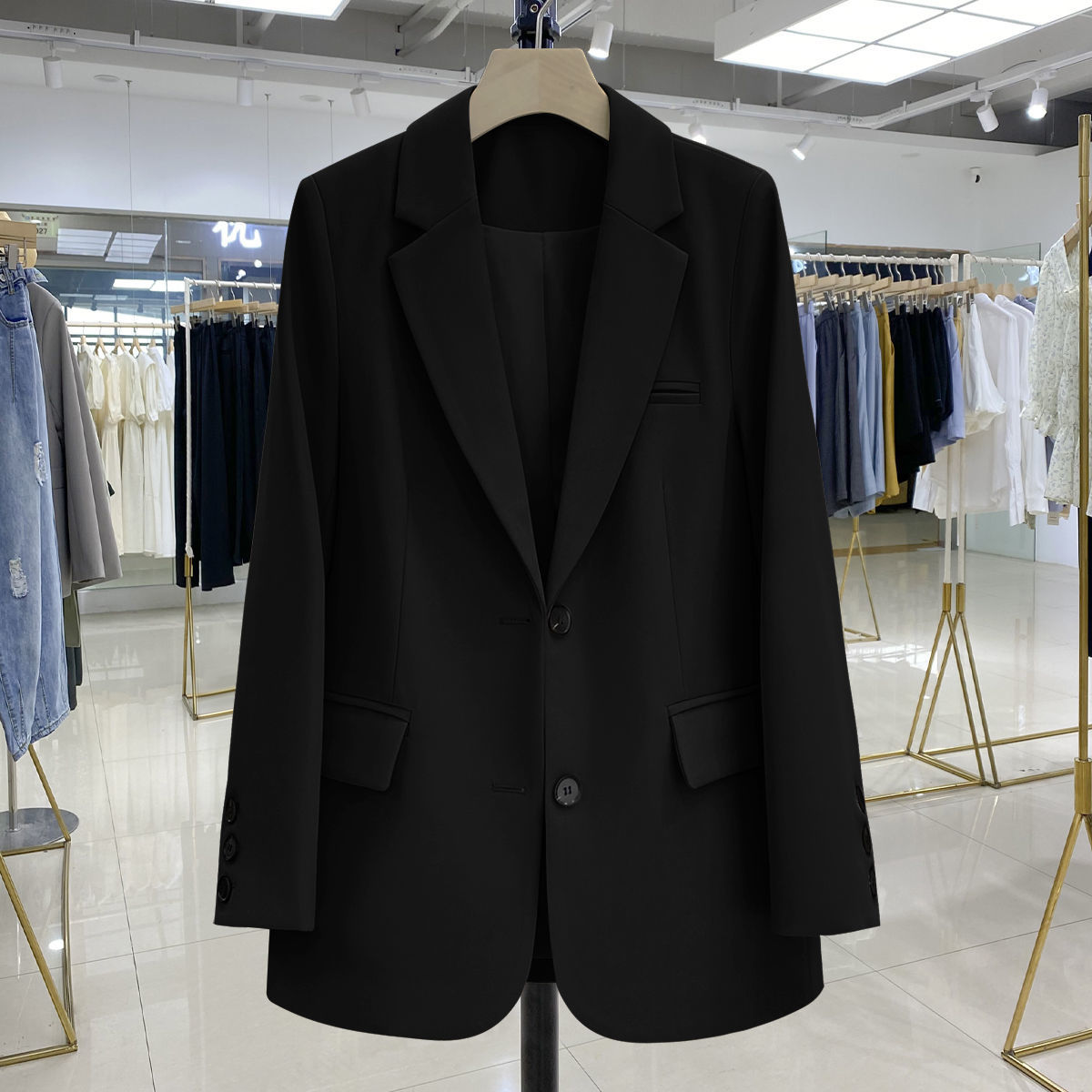 Women's Black Slimming Blazer - High-End British Street Fashion for Spring & Autumn 2025, Versatile Small Suit Jacket Women's Black Slimming Blazer - High-End British Street Fashion for Spring & Autumn 2025, Versatile Small Suit Jacket