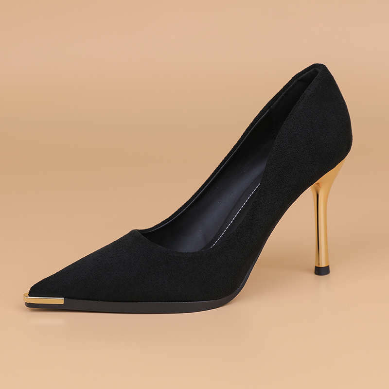 Women's Black Suede Pointed-Toe High-Heeled Shoes, Thin-Heel Slip-Ons for Spring & Autumn, Versatile Work & Commuting Footwear 2025 Women's Black Suede Pointed-Toe High-Heeled Shoes, Thin-Heel Slip-Ons for Spring & Autumn, Versatile Work & Commuting Footwear 2025