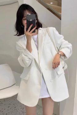 Women's Black Suit Jacket - Elegant High-End Loose Blazer for Spring & Autumn, Casual Fashion Essential