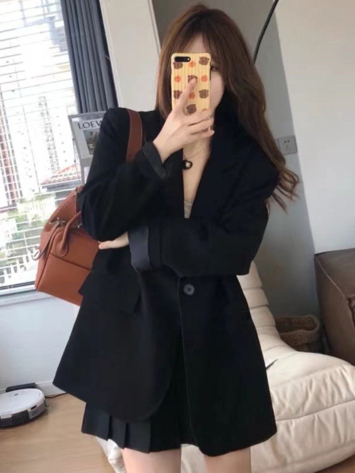 Women's Black Suit Jacket - Elegant High-End Loose Blazer for Spring & Autumn, Casual Fashion Essential Women's Black Suit Jacket - Elegant High-End Loose Blazer for Spring & Autumn, Casual Fashion Essential