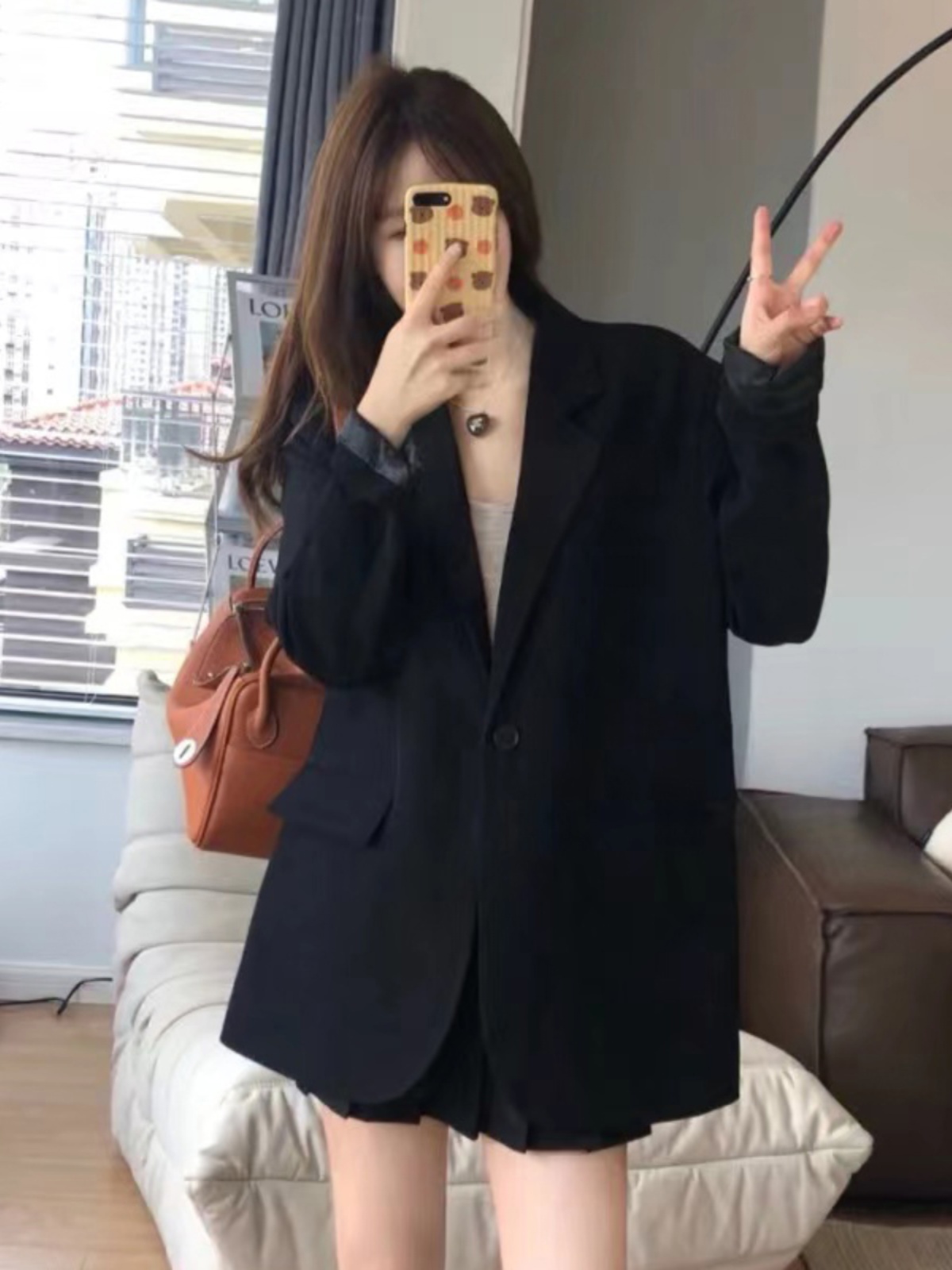 Women's Black Suit Jacket - Elegant High-End Loose Blazer for Spring & Autumn, Casual Fashion Essential Women's Black Suit Jacket - Elegant High-End Loose Blazer for Spring & Autumn, Casual Fashion Essential