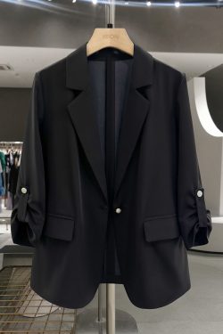 Women's Black Thin Blazer - 2025 Summer Stylish Suit in Unique Lazy Style