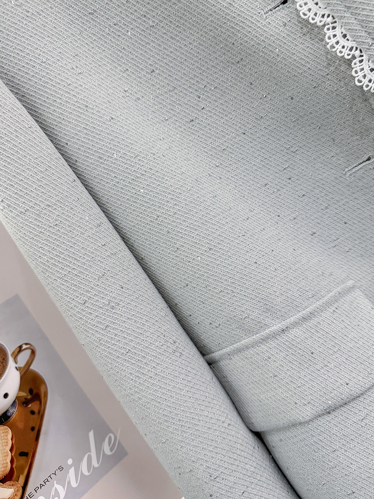 Women's Blue Lace Spliced Short Jacket - Trendy Spring 2025 Fashion for Autumn, Chic Layering Top Women's Blue Lace Spliced Short Jacket - Trendy Spring 2025 Fashion for Autumn, Chic Layering Top