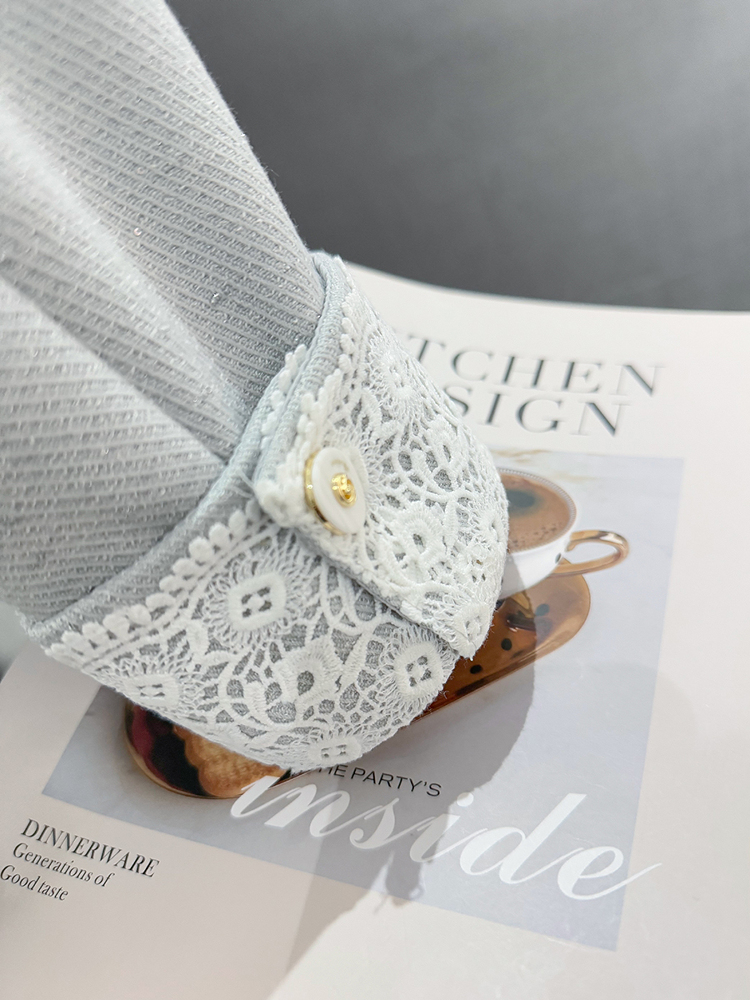 Women's Blue Lace Spliced Short Jacket - Trendy Spring 2025 Fashion for Autumn, Chic Layering Top Women's Blue Lace Spliced Short Jacket - Trendy Spring 2025 Fashion for Autumn, Chic Layering Top