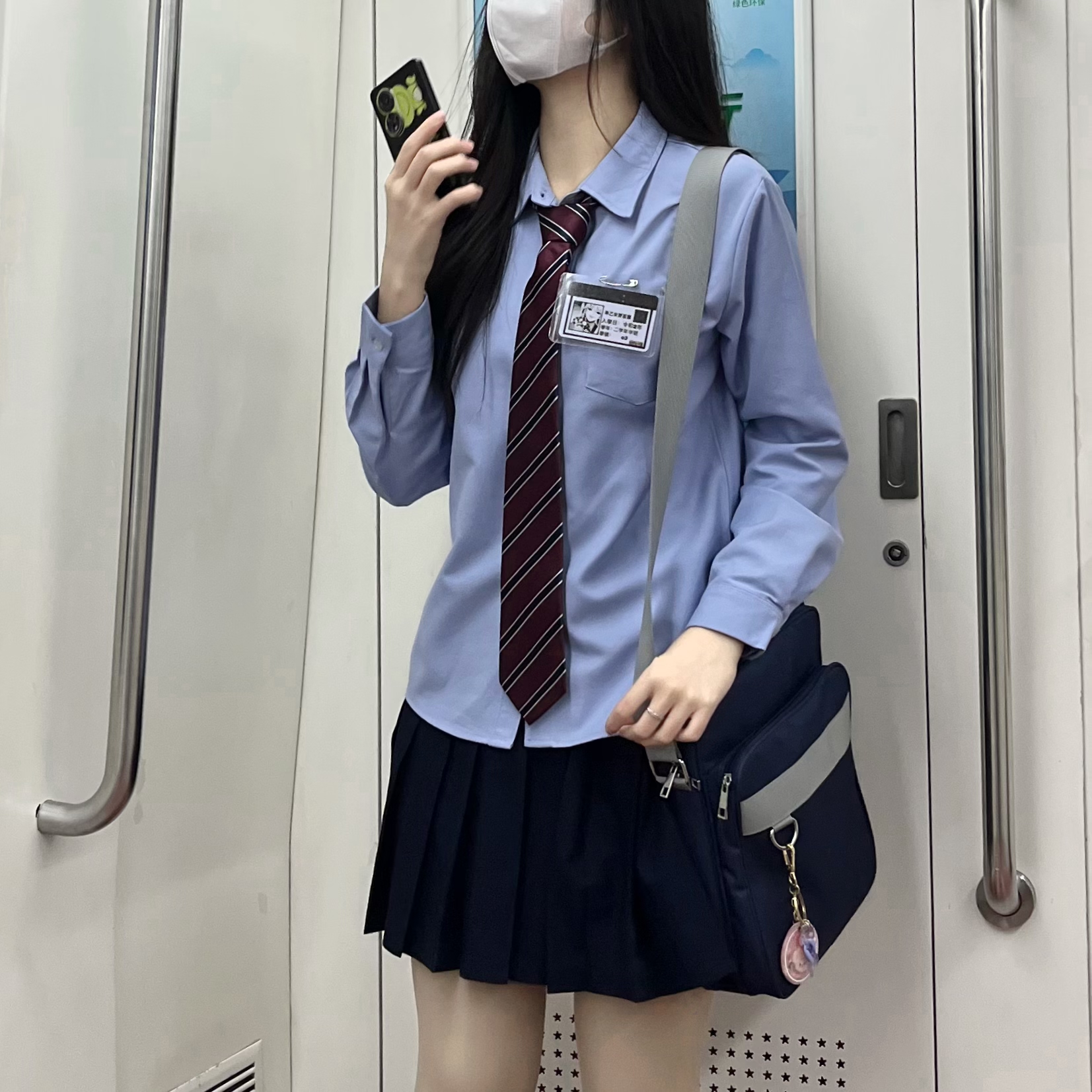 Women's Blue Long Sleeve Shirt - Basic Layered Design for Spring Summer, College Style, Niche Fashion for Students Women's Blue Long Sleeve Shirt - Basic Layered Design for Spring Summer, College Style, Niche Fashion for Students