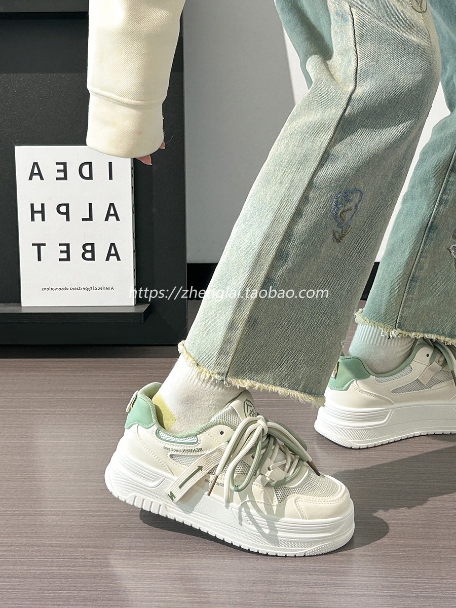 Women's Breathable Mesh Board Shoes - Shallow Spring Series, Height-Increasing Thick Sole, Perfect for Skirts, White Summer Footwear Women's Breathable Mesh Board Shoes - Shallow Spring Series, Height-Increasing Thick Sole, Perfect for Skirts, White Summer Footwear