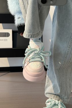 Women's Breathable Platform Sneakers - Summer 2025 Thick-Soled Sweet Style Shoes for Women - Versatile White Sneakers