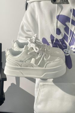 Women's Breathable Platform Sneakers - Summer 2025 Thick-Soled Sweet Style Shoes for Women - Versatile White Sneakers