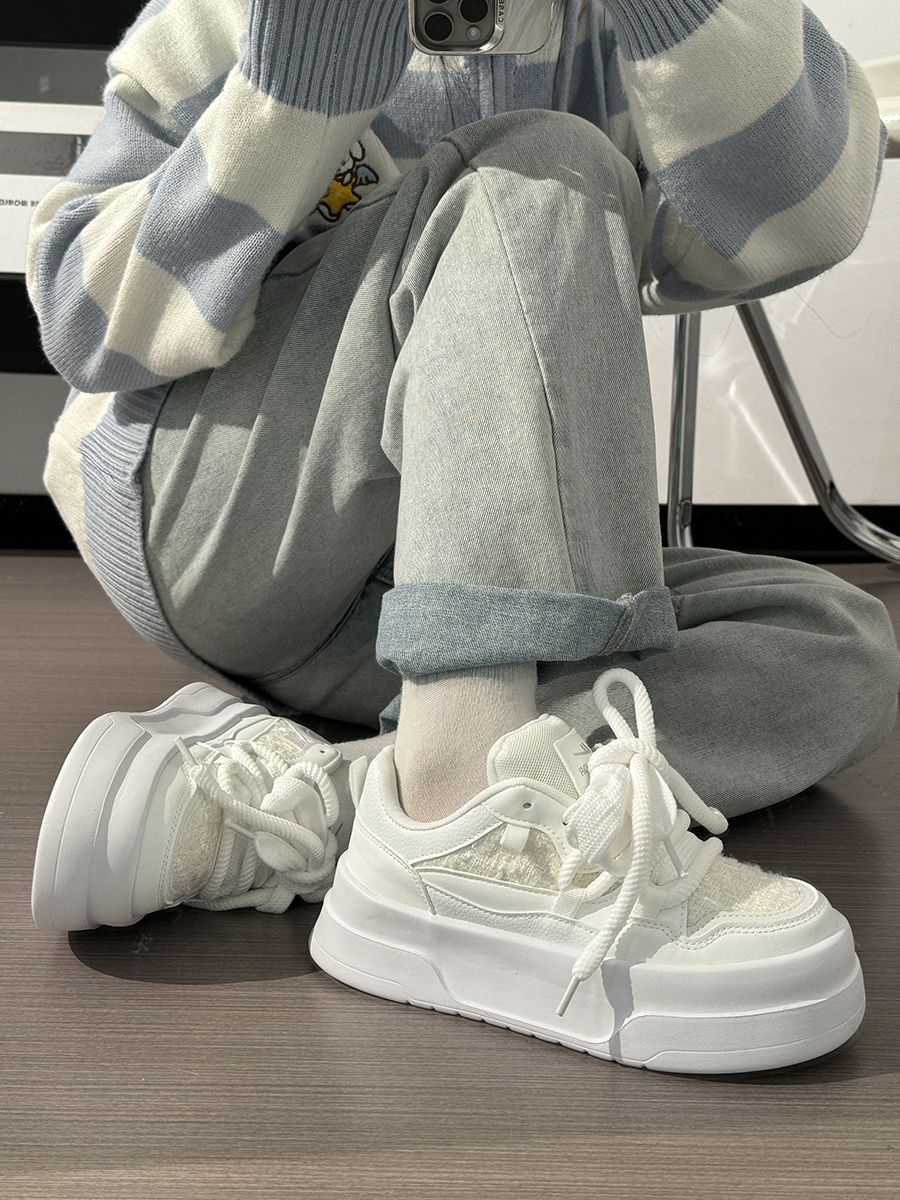 Women's Breathable Platform Sneakers - Summer 2025 Thick-Soled Sweet Style Shoes for Women - Versatile White Sneakers Women's Breathable Platform Sneakers - Summer 2025 Thick-Soled Sweet Style Shoes for Women - Versatile White Sneakers