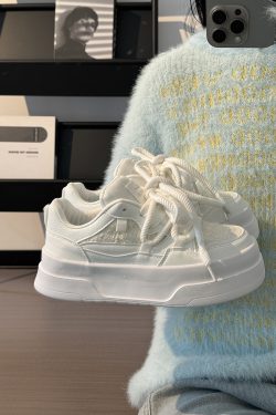 Women's Breathable Platform Sneakers - Summer 2025 Thick-Soled Sweet Style Shoes for Women - Versatile White Sneakers
