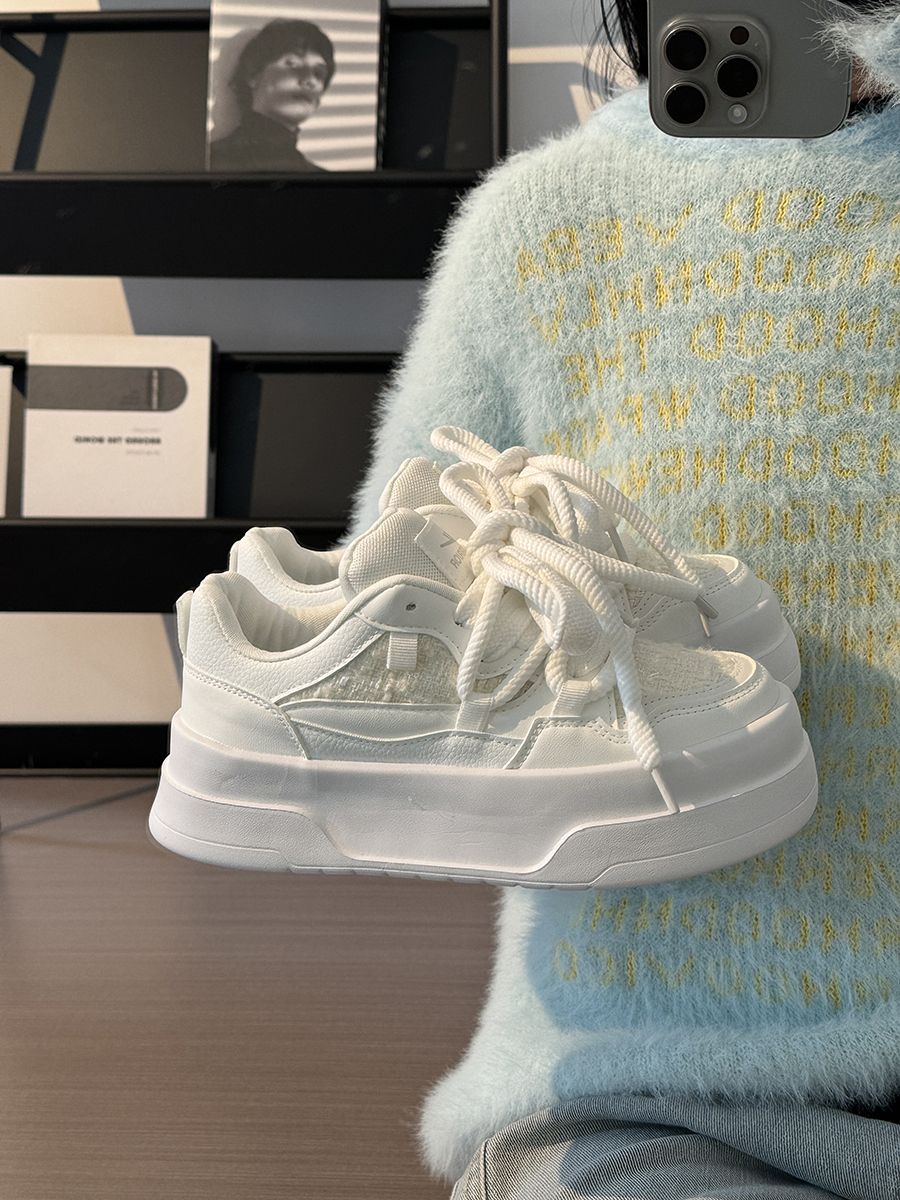 Women's Breathable Platform Sneakers - Summer 2025 Thick-Soled Sweet Style Shoes for Women - Versatile White Sneakers Women's Breathable Platform Sneakers - Summer 2025 Thick-Soled Sweet Style Shoes for Women - Versatile White Sneakers