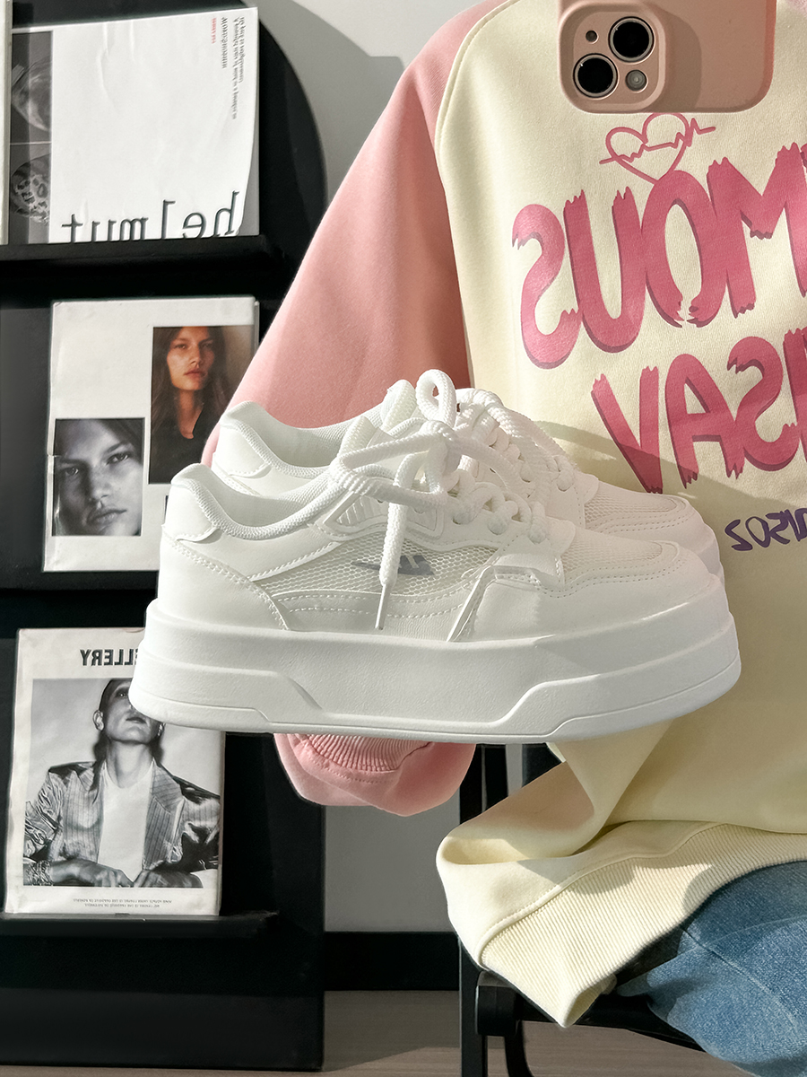 Women's Breathable Platform Sneakers - Summer 2025 Thick-Soled Sweet Style Shoes for Women - Versatile White Sneakers Women's Breathable Platform Sneakers - Summer 2025 Thick-Soled Sweet Style Shoes for Women - Versatile White Sneakers