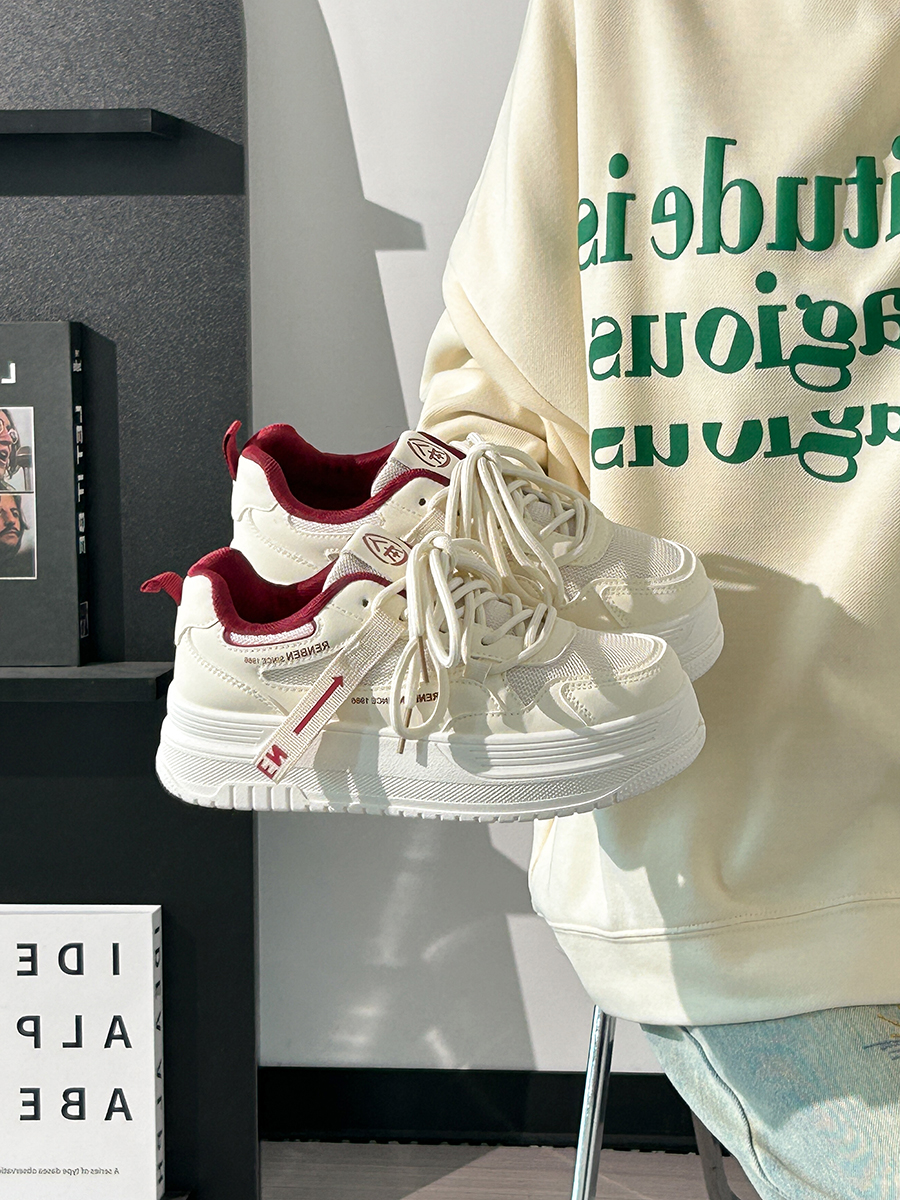 Women's Breathable White Platform Sneakers - Thick-Soled Summer Shoes for Skirts, Height-Increasing, Versatile Big-Toe Design Women's Breathable White Platform Sneakers - Thick-Soled Summer Shoes for Skirts, Height-Increasing, Versatile Big-Toe Design