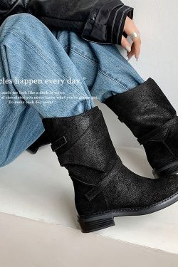 Women's British Style Milad Knight Short Boots - Fashionable Tall Tube Motorcycle Boots for Trendy Looks