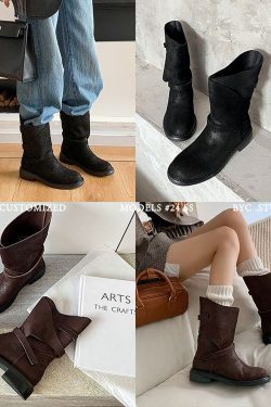 Women's British Style Milad Knight Short Boots - Fashionable Tall Tube Motorcycle Boots for Trendy Looks