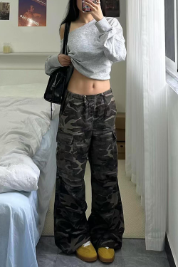 Women’s Camouflage Cargo Pants - 2025 American Street Style Loose Wide-Leg Hip-Hop Casual Sports Trousers