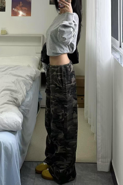 Women’s Camouflage Cargo Pants - 2025 American Street Style Loose Wide-Leg Hip-Hop Casual Sports Trousers