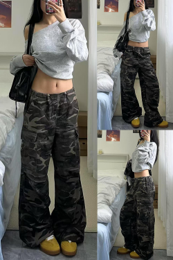 Women’s Camouflage Cargo Pants - 2025 American Street Style Loose Wide-Leg Hip-Hop Casual Sports Trousers