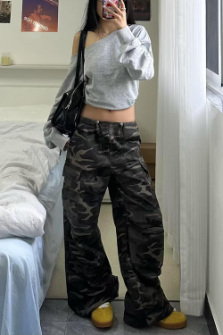 Women’s Camouflage Cargo Pants - 2025 American Street Style Loose Wide-Leg Hip-Hop Casual Sports Trousers