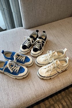 Women's Canvas Lace-Up Sneakers - 2025 Spring Korean Style Thick-Soled Low-Top Casual Shoes - Fashionable and Versatile for Everyday Wear