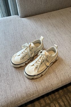 Women's Canvas Lace-Up Sneakers - 2025 Spring Korean Style Thick-Soled Low-Top Casual Shoes - Fashionable and Versatile for Everyday Wear