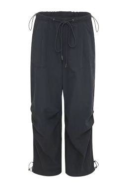 Women's Casual Draped Wide-Leg Pants - American Style Spring/Summer Loose Sports Trousers for Petite Sizes