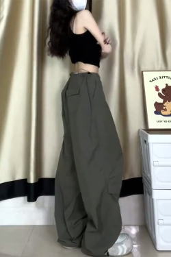 Women's Casual Draped Wide-Leg Pants - American Style Spring/Summer Loose Sports Trousers for Petite Sizes