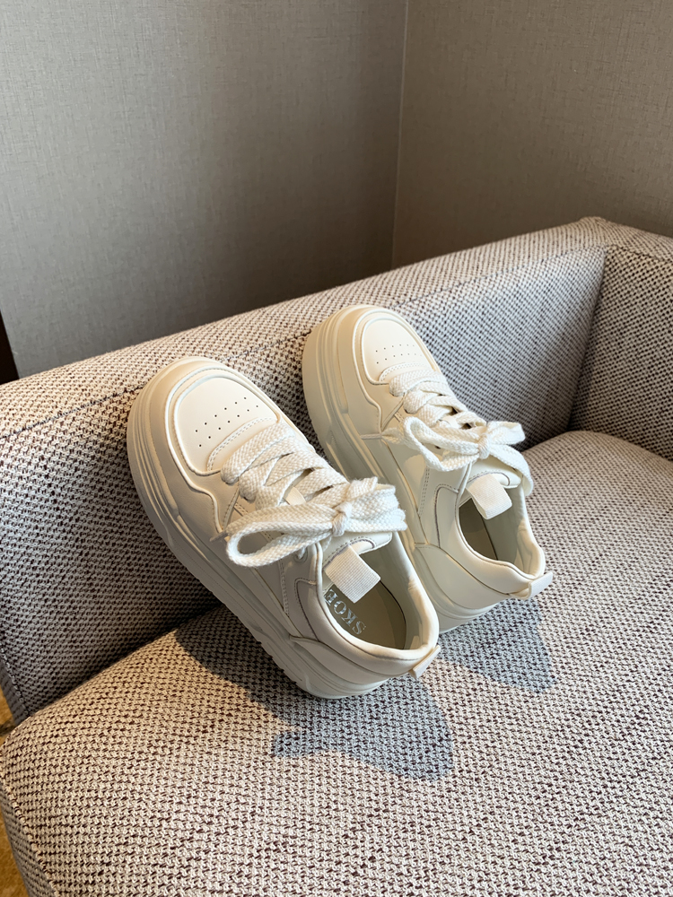 Women's Casual Lace-Up Platform Sneakers - 2025 Thick-Soled White Genuine Leather Lightweight Sports Shoes Women's Casual Lace-Up Platform Sneakers - 2025 Thick-Soled White Genuine Leather Lightweight Sports Shoes