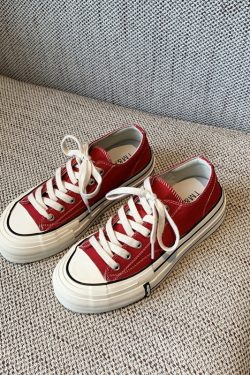 Women’s Casual Sneakers - 2025 Korean Style Lace-Up Flat Low-Top Canvas Shoes for Versatile Everyday Wear