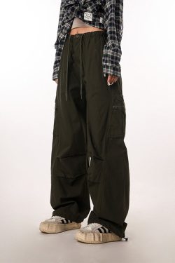 Women's Casual Wide-Leg Paratrooper Pants - Thin Straight Fit, Summer Style, American Workwear, Loose-Fit for Comfort