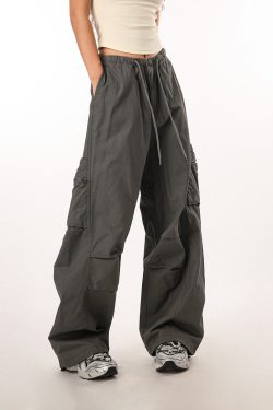 Women's Casual Wide-Leg Paratrooper Pants - Thin Straight Fit, Summer Style, American Workwear, Loose-Fit for Comfort