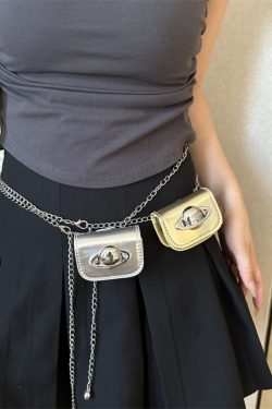 Women’s Chain Waist Bag - Internet Celebrity Style Crossbody Mini Pouch for Jeans, Decorative Leather Waist Belt Bag