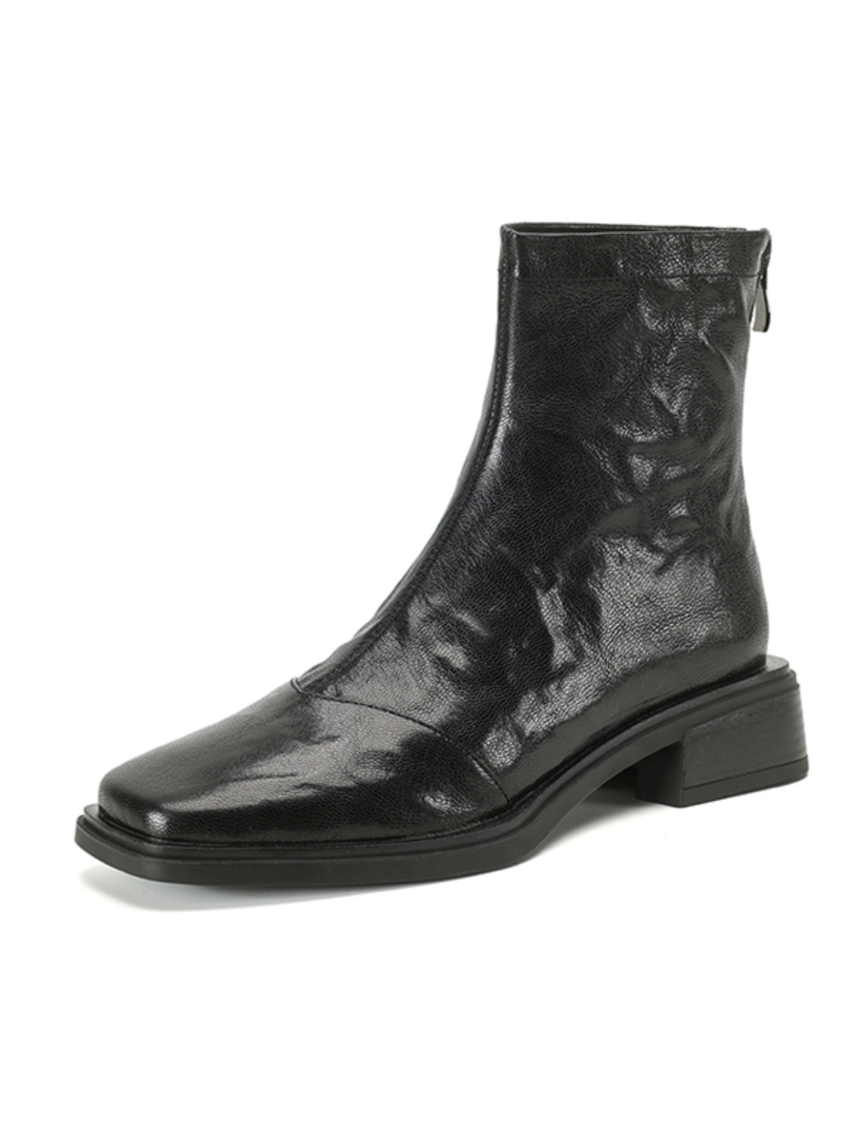 Women's Chunky Heel Ankle Boots - Slim Fit Square Toe Martin Boots for Autumn Winter 2024 in Black Women's Chunky Heel Ankle Boots - Slim Fit Square Toe Martin Boots for Autumn Winter 2024 in Black