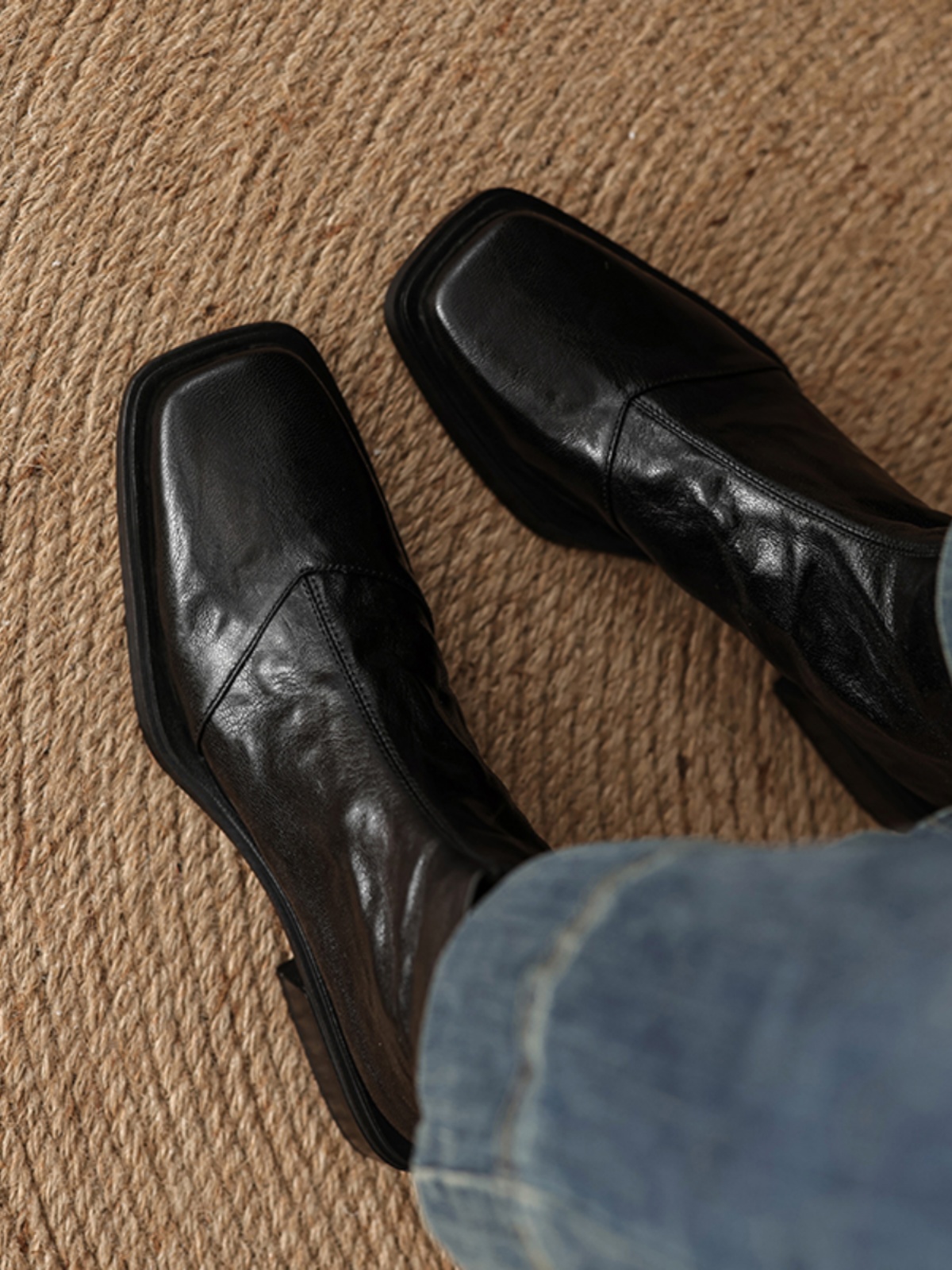 Women's Chunky Heel Ankle Boots - Slim Fit Square Toe Martin Boots for Autumn Winter 2024 in Black Women's Chunky Heel Ankle Boots - Slim Fit Square Toe Martin Boots for Autumn Winter 2024 in Black