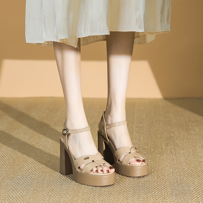 Women's Chunky-Heeled Patent Leather One-Strap Sandals - Summer Thick-Soled Platform Shoes for Comfort and Style 2025 Women's Chunky-Heeled Patent Leather One-Strap Sandals - Summer Thick-Soled Platform Shoes for Comfort and Style 2025