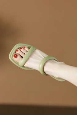 Women’s Chunky Mid-Heel Slide Sandals - Comfortable Open-Toe Design for Summer Casual Wear, Versatile Square Toe Slippers