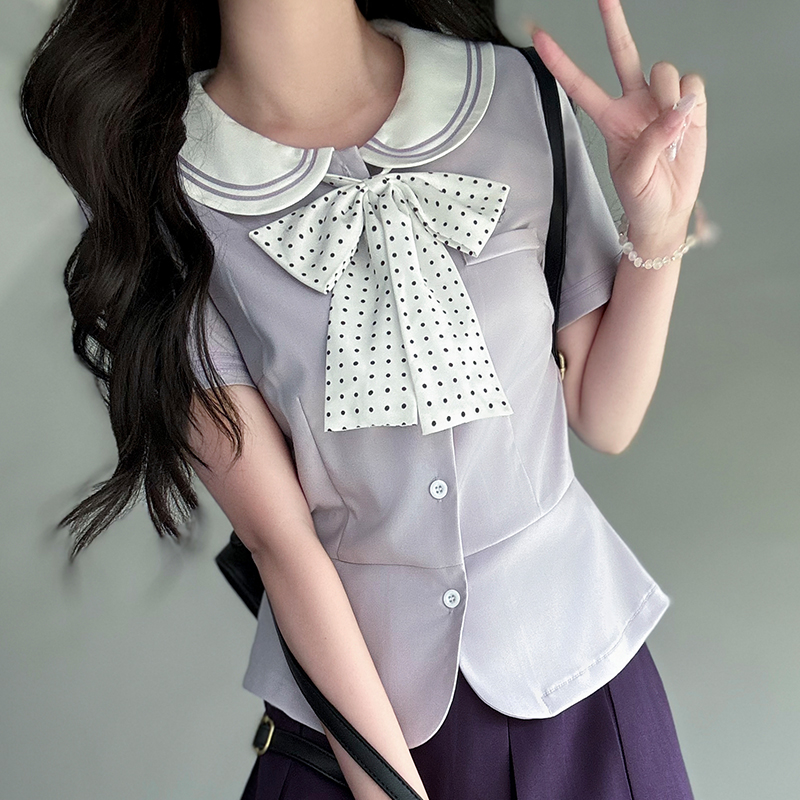 Women's College Style JK Uniform Set - Pudding Bear Original Waist-Defining Short Sleeve Shirt - Summer 2025 Fashion Women's College Style JK Uniform Set - Pudding Bear Original Waist-Defining Short Sleeve Shirt - Summer 2025 Fashion