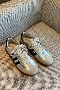 Women's Color-Block Lace-Up Flat Genuine Leather Casual Cycling Sneakers - Trendy 2025 Fashion Footwear