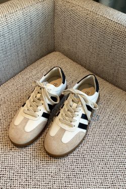 Women's Color-Block Lace-Up Flat Genuine Leather Casual Cycling Sneakers - Trendy 2025 Fashion Footwear