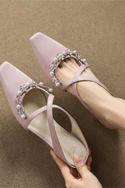 Women's Cross-Strap Ultra-Soft Sandals with Pearl Rhinestone Detail - Fashionable and Versatile Italian Style Footwear