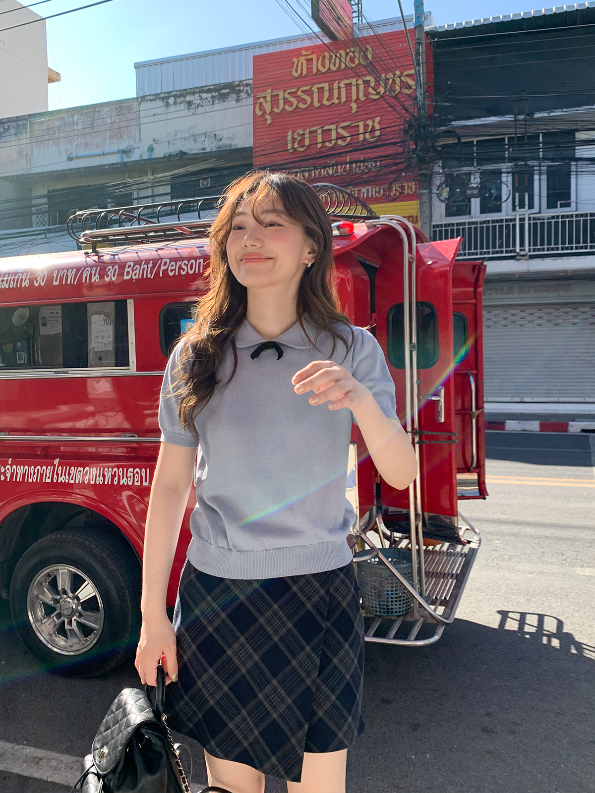 Women's Doll Collar Bow Short-Sleeve Knitted Top - Loose Fit Spring/Summer 2025, Cute and Simple Style Women's Doll Collar Bow Short-Sleeve Knitted Top - Loose Fit Spring/Summer 2025, Cute and Simple Style