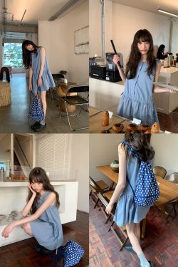 Women's Drawstring Waist Vest Dress, Round Neck A-Line Doll Dress, New Summer Fashion, Loose Fit, Casual Style