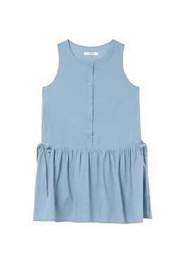 Women's Drawstring Waist Vest Dress, Round Neck A-Line Doll Dress, New Summer Fashion, Loose Fit, Casual Style