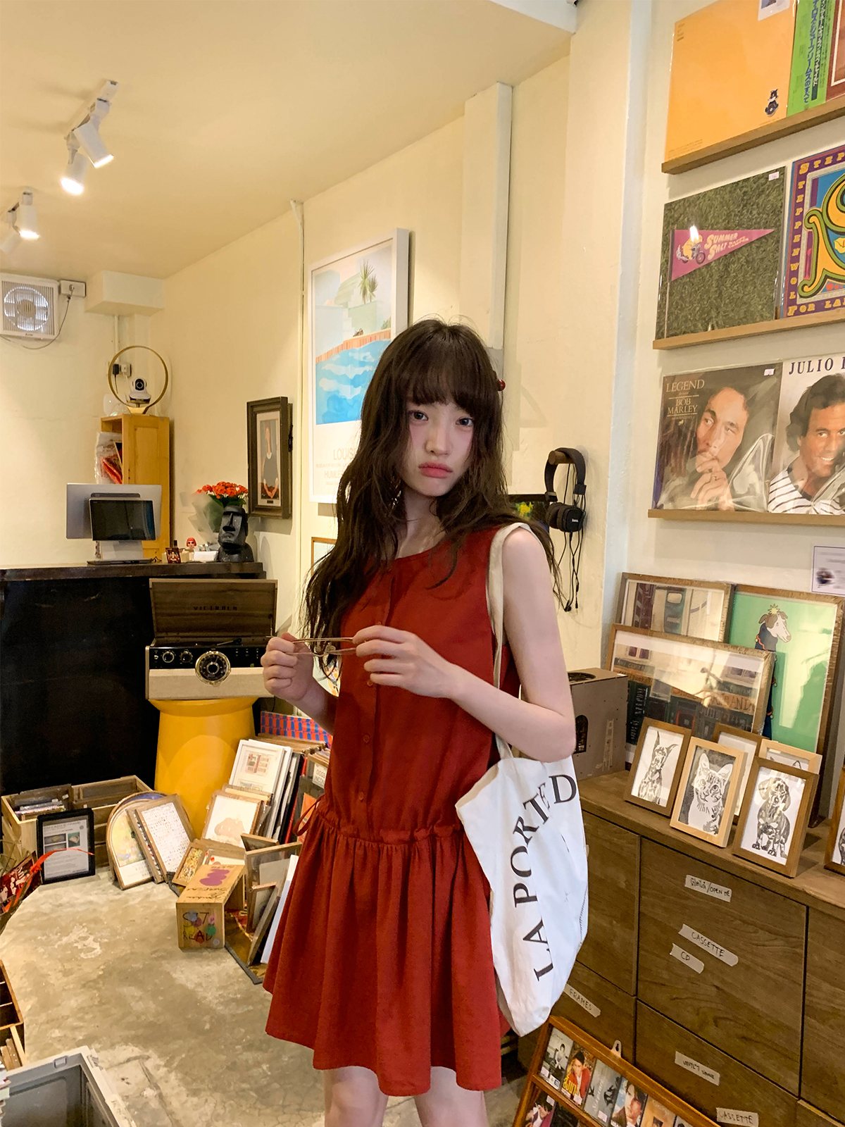 Women's Drawstring Waist Vest Dress, Round Neck A-Line Doll Dress, New Summer Fashion, Loose Fit, Casual Style Women's Drawstring Waist Vest Dress, Round Neck A-Line Doll Dress, New Summer Fashion, Loose Fit, Casual Style