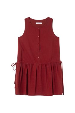 Women's Drawstring Waist Vest Dress, Round Neck A-Line Doll Dress, New Summer Fashion, Loose Fit, Casual Style