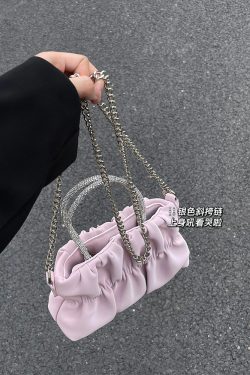 Women's Elegant Pleated Rhinestone Handheld Shoulder Bag, 2023 Summer Cloud Chain Crossbody Trend