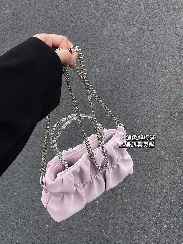 Women's Elegant Pleated Rhinestone Handheld Shoulder Bag, 2023 Summer Cloud Chain Crossbody Trend Women's Elegant Pleated Rhinestone Handheld Shoulder Bag, 2023 Summer Cloud Chain Crossbody Trend